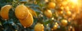 Citrus fruit hanging from a fruit tree with water drops Royalty Free Stock Photo