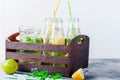 Healthy infused citrus sassi water with Lemon and cucumber Royalty Free Stock Photo