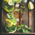 Citrus fruit and herbs infused sassi water for dieting Royalty Free Stock Photo