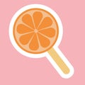 Citrus fruit ice lemon lime orange on a stick ice cream, flat design sticker illustration