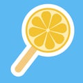 Citrus fruit ice lemon lime orange on a stick ice cream, flat design sticker