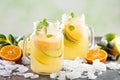 Citrus fruit lemonade in mason jars Royalty Free Stock Photo