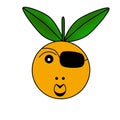 Citrus fruit with one eye covered face character