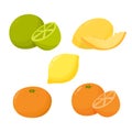 Citrus fruit set. Orange and lime. Fresh juicy food Royalty Free Stock Photo