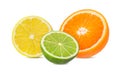 Citrus Fruit Set orange,lime, lemon isolated on white Royalty Free Stock Photo