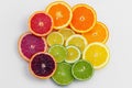 Citrus fruit slices in radial pattern Royalty Free Stock Photo