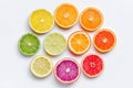 Citrus fruit slices in radial pattern Royalty Free Stock Photo