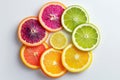 Citrus fruit slices in radial pattern Royalty Free Stock Photo