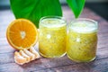 Citrus fruit smoothies, oranges Royalty Free Stock Photo