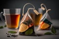 citrus fruit tea bags Generative AI Royalty Free Stock Photo