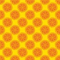 Citrus fruit vector seamless pattern background. Orange yellow backdrop with slices of round oranges. Geometric Royalty Free Stock Photo