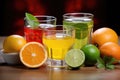 citrus fruits alongside mixed drinks in a development studio