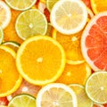 Citrus fruits collection food background oranges square lemons limes grapefruit fresh fruit Royalty Free Stock Photo