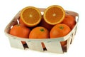 Wooden crate of oranges on a white background Royalty Free Stock Photo