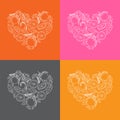 Citrus fruits heart shape illustrations with colorful background