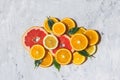 Citrus fruits. Orange, lemon, grapefruit Royalty Free Stock Photo