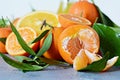Citrus fruits orange, lemon, grapefruit, mandarin, lime. Fresh fruits. Mixed fruits background.