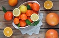 Citrus fruits - orange, lemon, grapefruit, tangerine Royalty Free Stock Photo