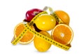 Citrus fruits orange, lemon, red apple and banana Royalty Free Stock Photo