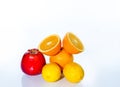 Citrus fruits orange, lemon, red apple and banana Royalty Free Stock Photo