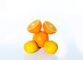 Citrus fruits orange, lemon, red apple and banana Royalty Free Stock Photo