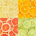 Citrus fruits oranges lemons food background collection collage set square fruit Royalty Free Stock Photo