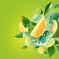 Citrus fusion Lemons and green tea leaf get a splash