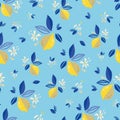 Citrus graphic mediterranean floral summer lemon repeating pattern.