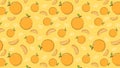 Citrus horizontal background of fresh oranges in a flat style. Colourful vector wallpaper. Seamless pattern. Vector illustration Royalty Free Stock Photo