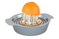 Citrus juicer manual squeezer with half an orange, 3D rendering