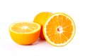 Citrus juicy halves of orange,Orange fruit  isolated on white background Royalty Free Stock Photo