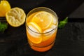 Citrus lemon iced tea close up Royalty Free Stock Photo