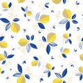 Citrus lemon mediterranean floral summer repeating pattern.