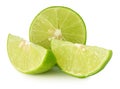 Citrus lime fruit segment isolated on white background cutout Royalty Free Stock Photo