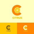 Citrus Logo. Vitamin C icon. From monogram. Letter C with slices of citrus on a light background.