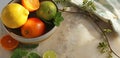 Citrus on marble kitchen table Royalty Free Stock Photo