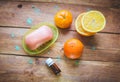 Citrus oil for bathing procedures Royalty Free Stock Photo