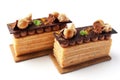 Citrus Opera cakes with hazelnuts and chocolate ganache