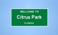 Citrus Park, Florida city limit sign. Town sign from the USA.