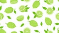 Citrus pattern. Lime slices, fresh juicy lemon fruits background. Isolated vegan vitamin green food vector seamless Royalty Free Stock Photo