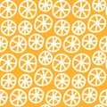 Citrus pieces orange lime lemon hand drawn seamless pattern yellow white