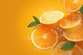 Citrus refreshment Water splashing on fresh slices of orange Royalty Free Stock Photo