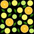 Citrus seamless pattern on black