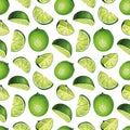Citrus seamless pattern design with hand drawn lime illustrations