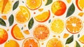 Citrus seamless pattern with oranges, lemons, and grapefruit on white background AIG50