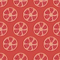 Citrus seamless red background, fashionable, simple vector grapefruit, pomelo background, fresh summer vitamin