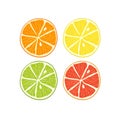 Citrus set. Slices of lime, orange, grapefruit, lemon. Bright colorfull isolated on white background. Candy sweet exotic Royalty Free Stock Photo