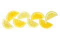 Citrus slice, oranges and lemons halves isolated on white background, clipping path Royalty Free Stock Photo