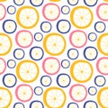 Citrus slice retro seamless pattern. Lemon vector illustration