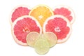 Citrus slices - orange, lime, grapefruit Royalty Free Stock Photo
